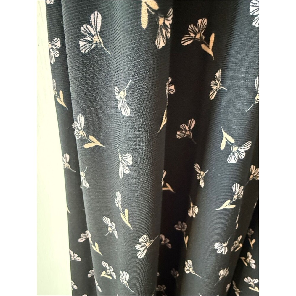 Anne Klein Black Pink Tan Floral Midi Maxi Dress Size 12 Stretch Knit Sleeveless - Picture 5 of 9